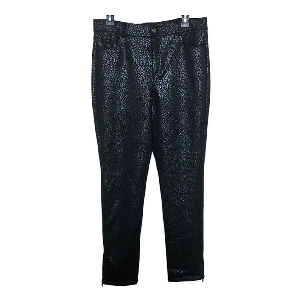 HYFVE Animal Print Skinny Leg Women's Pants Black Silver Size Large
